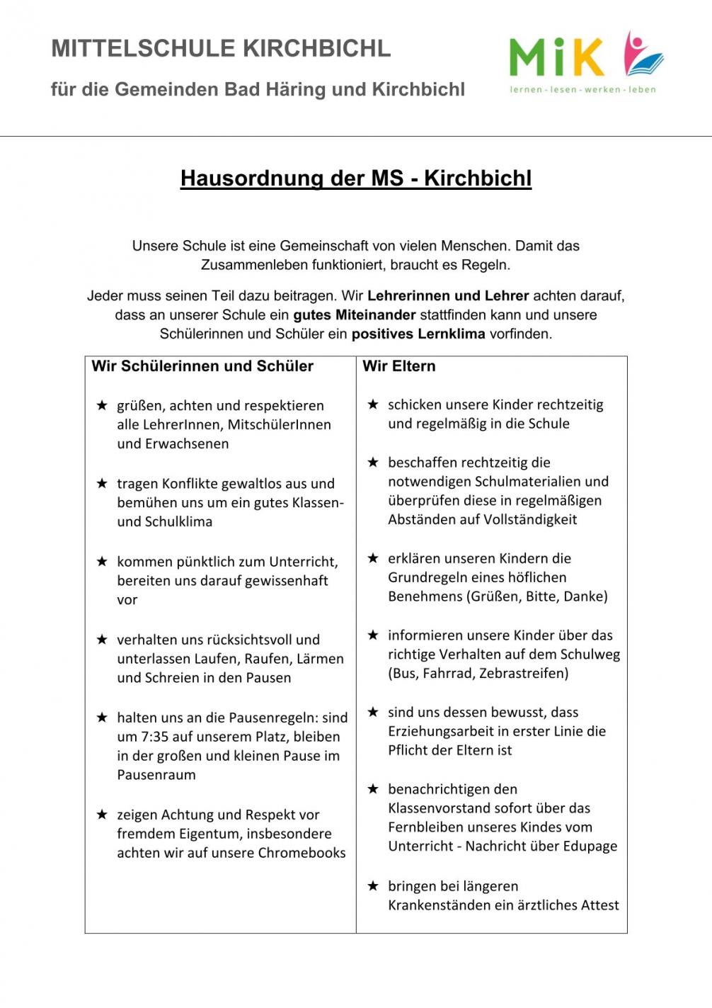Hausordnung 1